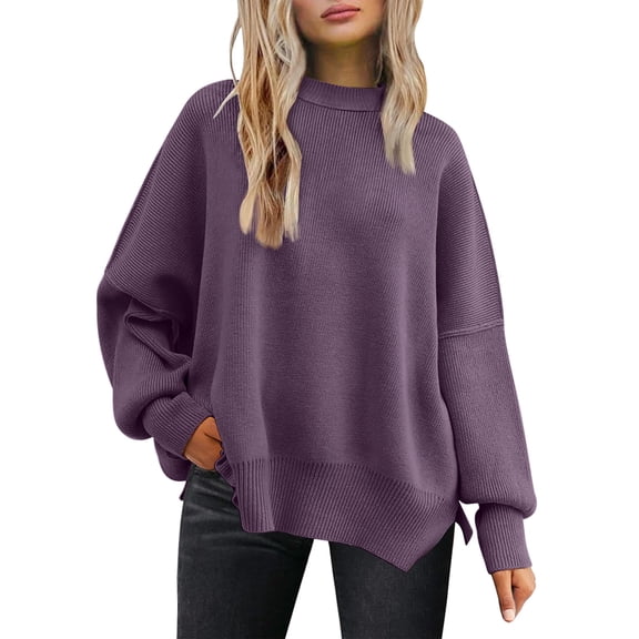 SUNBS Oversized Sweaters for Women Winter Crewneck Pullover - Cozy Knit Long Sleeve Top Casual Loose Fit Clothes