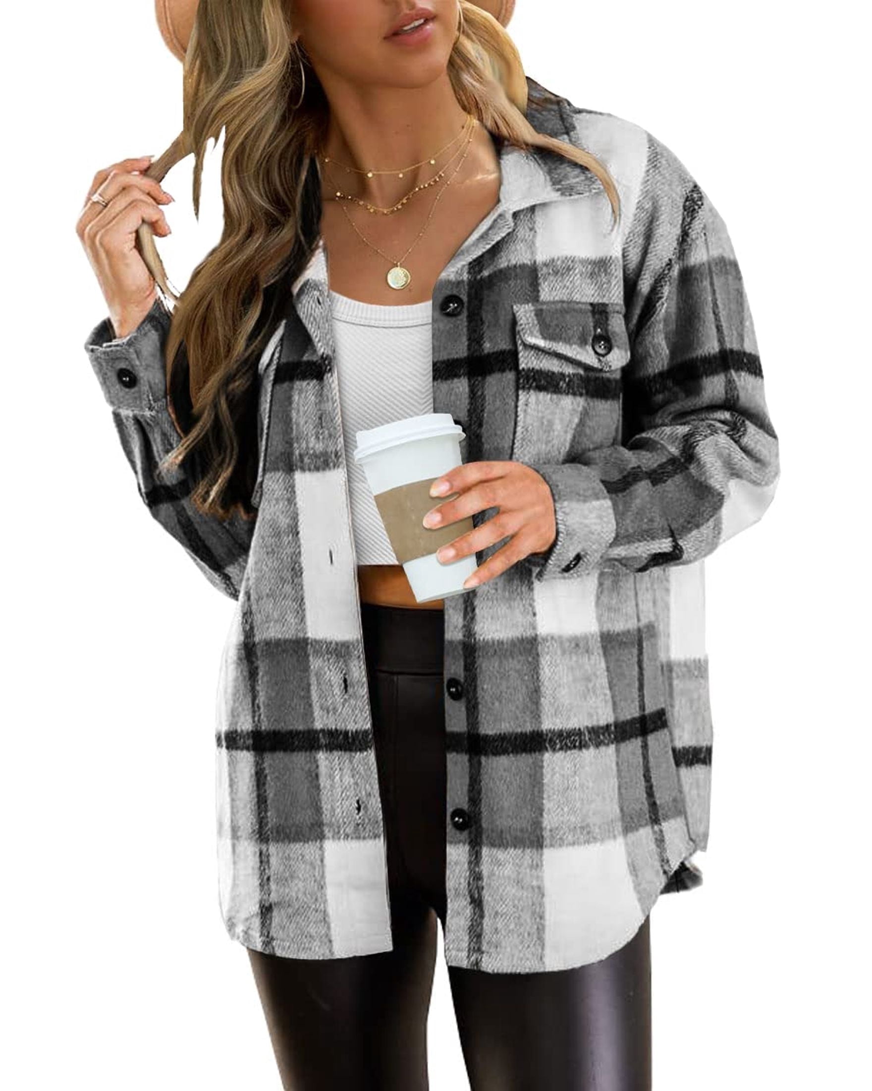 Gingham Plaid Shacket Flannel Button Down main image 1