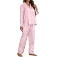 thumbnail image 1 of SUNBS Pajamas For Women Set Silky Satin Two Piece Outfits For Women Long Sleeve Nightwear Loungewear, 1 of 7