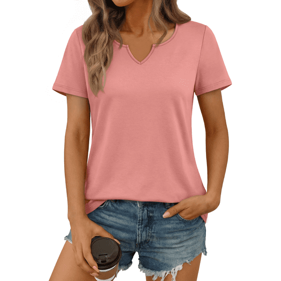 SUNBS Shirts for Women Short Sleeve Blouses Summer V Neck Tops Casual Dressy Boho Tunic Business Work Clothes School Outfit