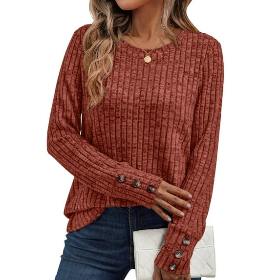 SUNBS Sweaters for Womens Long Sleeve Shirts Button Cuffs Tunic Blouse Fashion Outfits