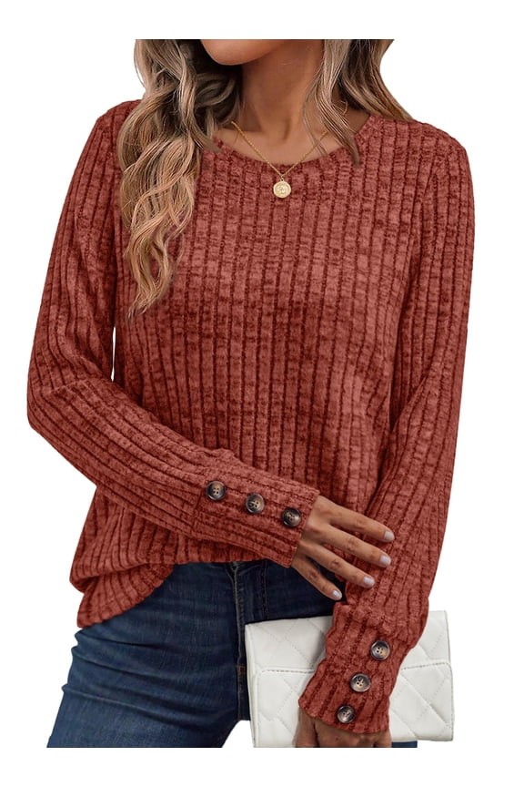 Sweaters for Womens Long Sleeve Shirts Button Cuffs Tunic Blouse Fashion Outfits