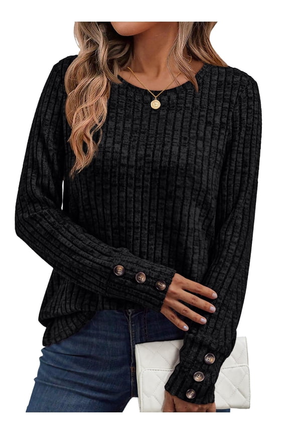 Sweaters for Womens Long Sleeve Shirts Button Cuffs Tunic Blouse Fashion Outfits