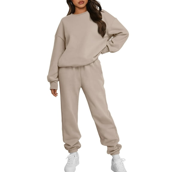 SUNBS Sweatsuits Women 2 Piece Outfits Two Piece Crewneck Sweatshirts Sets Lounge Fall Sweatpants Tracksuits