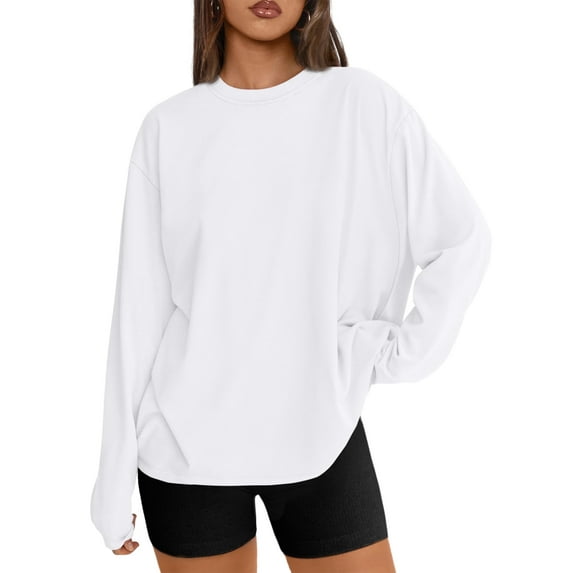 SUNBS T Shirts for Women Oversized Long Sleeve Basic Crewneck Tee Fall Winter Casual Blouses, Sizes S-3XL
