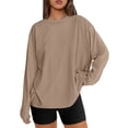 thumbnail image 1 of SUNBS T Shirts for Women Oversized Long Sleeve Basic Crewneck Tee Fall Winter Casual Blouses, Sizes S-3XL, 1 of 7
