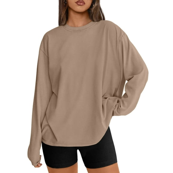 SUNBS T Shirts for Women Oversized Long Sleeve Basic Crewneck Tee Fall Winter Casual Blouses, Sizes S-3XL