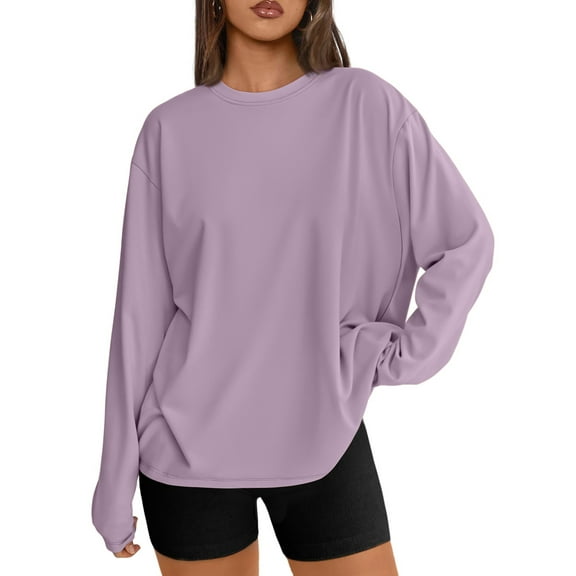 SUNBS T Shirts for Women Oversized Long Sleeve Basic Crewneck Tee Fall Winter Casual Blouses, Sizes S-3XL