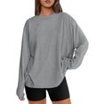 thumbnail image 1 of SUNBS T Shirts for Women Oversized Long Sleeve Basic Crewneck Tee Fall Winter Casual Blouses, Sizes S-3XL, 1 of 7