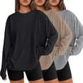 thumbnail image 1 of SUNBS 3 Pack Shirts for Women Oversized Long Sleeve Blouses Basic Crewneck Loose Fit Casual Workout Fall Basic Tops, 1 of 5