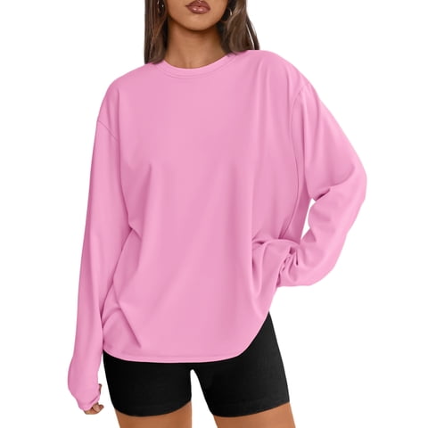 SUNBS T Shirts for Women Oversized Long Sleeve Basic Crewneck Tee Fall Winter Casual Blouses, Sizes S-3XL