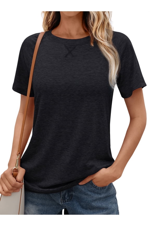 T Shirts for Women Short Sleeve Crew Neck Plain Tee Casual Summer Top Women Blouses