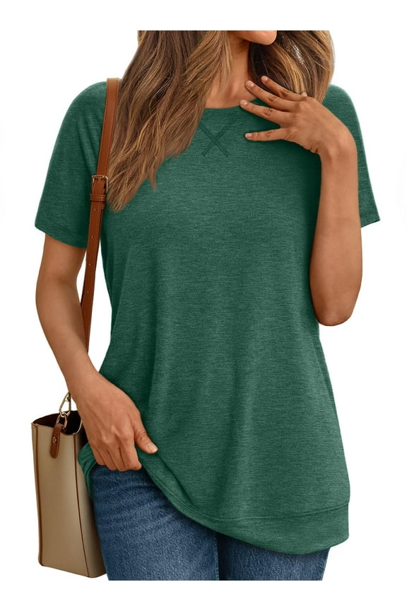 T Shirts for Women Short Sleeve Crew Neck Plain Tee Casual Summer Top Women Blouses