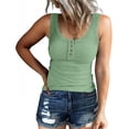 thumbnail image 1 of SUNBS Tank Tops for Women Summer Casual Camisole Tops Ribbed Sleeveless Henley Shirts Basic Clothing, 1 of 8