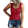 thumbnail image 1 of SUNBS Tank Tops for Women Summer Casual Camisole Tops Ribbed Sleeveless Henley Shirts Basic Clothing, 1 of 8