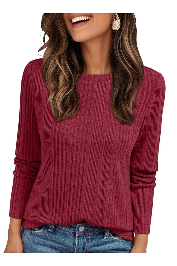 Tunic Shirts for Womens Long Sleeve Tops Casual Crewneck Sweaters Women Blouses Fashion Clothes
