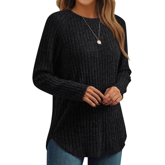 SUNBS Tunic Shirts for Womens Long Sleeve Tops Crewneck Dressy Sweaters Casual Blouses Trendy Clothes