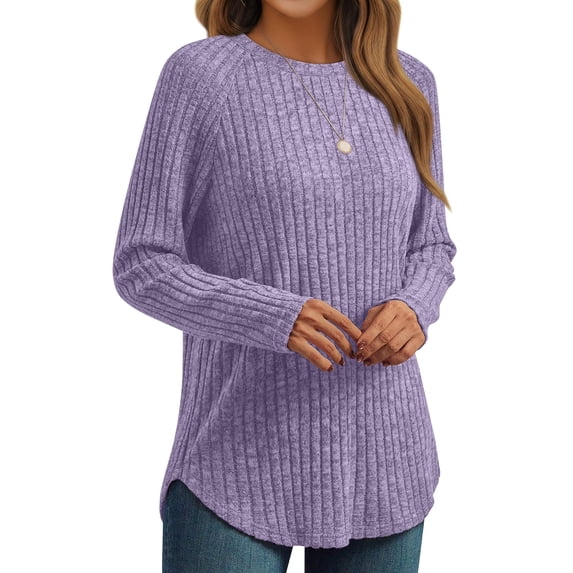 SUNBS Tunic Shirts for Womens Long Sleeve Tops Crewneck Dressy Sweaters Casual Blouses Trendy Clothes