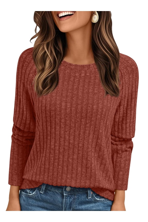 Tunic Shirts for Womens Long Sleeve Tops Crewneck Dressy Sweaters Casual Blouses Trendy Clothes