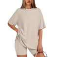 thumbnail image 1 of SUNBS Two Piece Lounge Set for Women Outfit Sets Casual Oversized Shirts Biker Shorts Matching Sets, 1 of 10