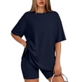 thumbnail image 1 of SUNBS Two Piece Lounge Set for Women Outfit Sets Casual Oversized Shirts Biker Shorts Matching Sets, 1 of 9