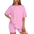 thumbnail image 1 of SUNBS Two Piece Lounge Set for Women Outfit Sets Casual Oversized Shirts Biker Shorts Matching Sets, 1 of 10