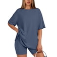 thumbnail image 1 of SUNBS Two Piece Lounge Set for Women Outfit Sets Casual Oversized Shirts Biker Shorts Matching Sets, 1 of 10