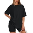 thumbnail image 1 of SUNBS Two Piece Lounge Set for Women Outfit Sets Casual Oversized Shirts Biker Shorts Matching Sets, 1 of 9