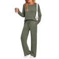 thumbnail image 1 of SUNBS Two Piece Lounge Sets for Women Pajamas Set Wide Leg Pants Ribbed Knit Winter Matching 2 Piece Outfits Trendy Clothes, 1 of 6