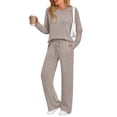 thumbnail image 1 of SUNBS Two Piece Lounge Sets for Women Pajamas Set Wide Leg Pants Ribbed Knit Winter Matching 2 Piece Outfits Trendy Clothes, 1 of 8