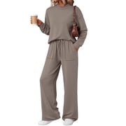 SUNBS Two Piece Sets for Women Fall Outfits Lounge Sets Mock Neck Tops Wide Leg Pants Vacation Travel Airport Outfits