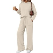 SUNBS Two Piece Sets for Women Fall Outfits Lounge Sets Mock Neck Tops Wide Leg Pants Vacation Travel Airport Outfits