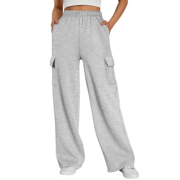 SUNBS Womens Cargo Sweatpants Wide Leg Pants For Women With Pockets & Elastic Waist Casual Pants