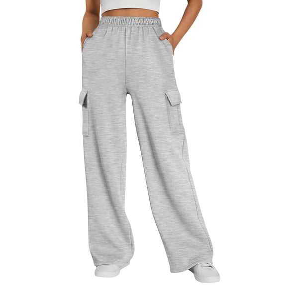 SUNBS Womens Cargo Sweatpants Wide Leg Pants For Women With Pockets & Elastic Waist Casual Pants