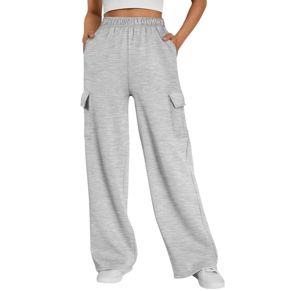 SUNBS Womens Cargo Sweatpants Wide Leg Pants For Women With Pockets & Elastic Waist Casual Pants