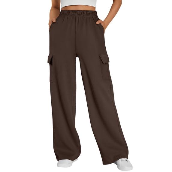 SUNBS Womens Cargo Sweatpants Wide Leg Pants For Women With Pockets & Elastic Waist Casual Pants