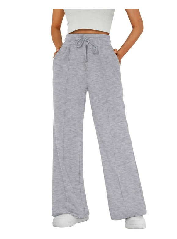 Womens Sweatpants Wide Leg Cargo Sweatpants Work Baggy Sweat Pants Elevated Seams Cotton Casual Pants with Pockets