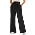 thumbnail image 1 of SUNBS Womens Sweatpants Wide Leg Cargo Sweatpants Work Baggy Sweat Pants Elevated Seams Cotton Casual Pants with Pockets, 1 of 8