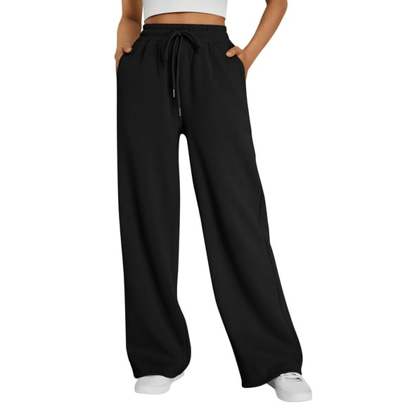 SUNBS Wide Leg Sweatpants Womens Cargo Pants Baggy Lounge Casual Pants Drawstring Sweat Pants with Pockets