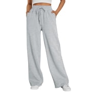 SUNBS Wide Leg Sweatpants Womens Cargo Pants Baggy Lounge Casual Pants Drawstring Sweat Pants with Pockets