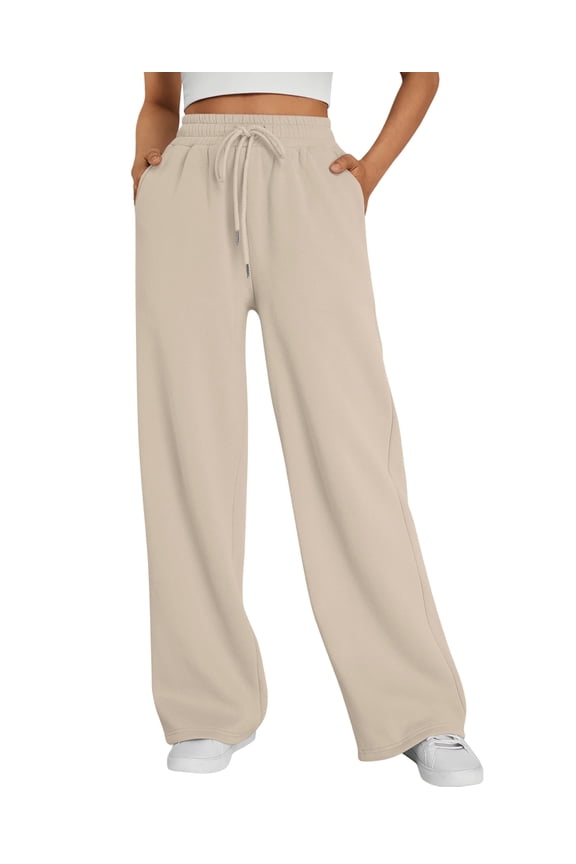 Wide Leg Sweatpants Womens Cargo Pants Baggy Lounge Casual Pants Drawstring Sweat Pants with Pockets