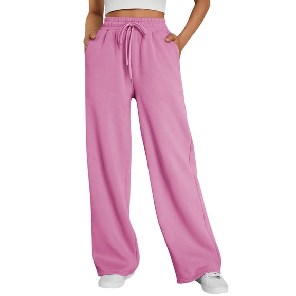 SUNBS Wide Leg Sweatpants Womens Cargo Pants Baggy Lounge Casual Pants Drawstring Sweat Pants with Pockets