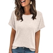 SUNBS Womens Summer Tops Short Sleeve Sweaters Tunic Tops Dressy Casual Business Shirts
