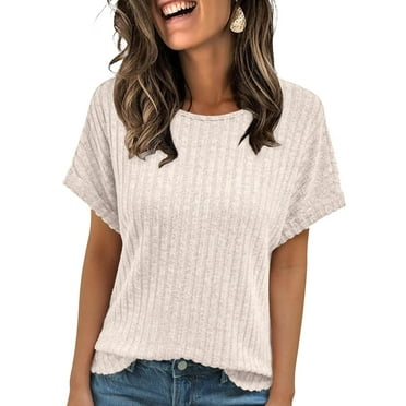 SUNBS Womens Summer Tops Short Sleeve Sweaters Tunic Tops Dressy Casual Business Shirts