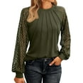 thumbnail image 1 of SUNBS Women Fashion Pleated Tunic Lace Tops Crewneck Casual Fashion Blouses, 1 of 7