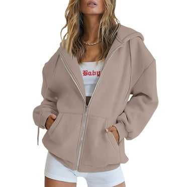 Hrsba Womens Casual Long Sleeve Sweatshirt Solid Color Double Pocket ...