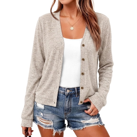 SUNBS Women's Fall Cardigan With Long Sleeves Kint Lightweight Outwear Sweater