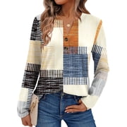 Henley Blouses for Women Long Sleeve Shirts Fall Fashion Dressy Casual Tops Cute Work Outfits Clothes deal from Walmart