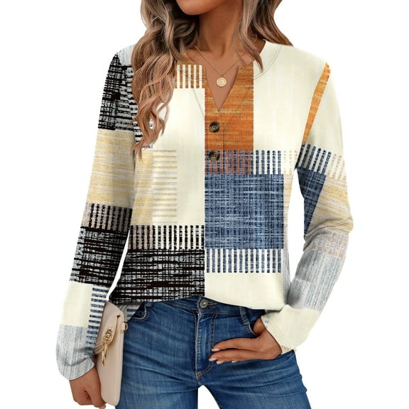 SUNBS Henley Blouses for Women Long Sleeve Shirts Fall Fashion Dressy Casual Tops Cute Work Outfits Clothes