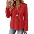 thumbnail image 1 of SUNBS Women Tops Long Sleeve V Neck Lace Trim Blouses for Women Dressy Casual Tunic Shirts, 1 of 8